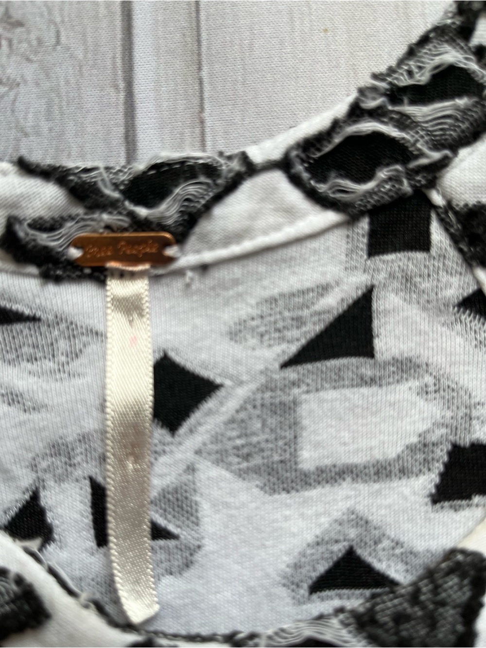 Free People black white distress halter fit & flare mini dress. Size small - Picture 5 of 15